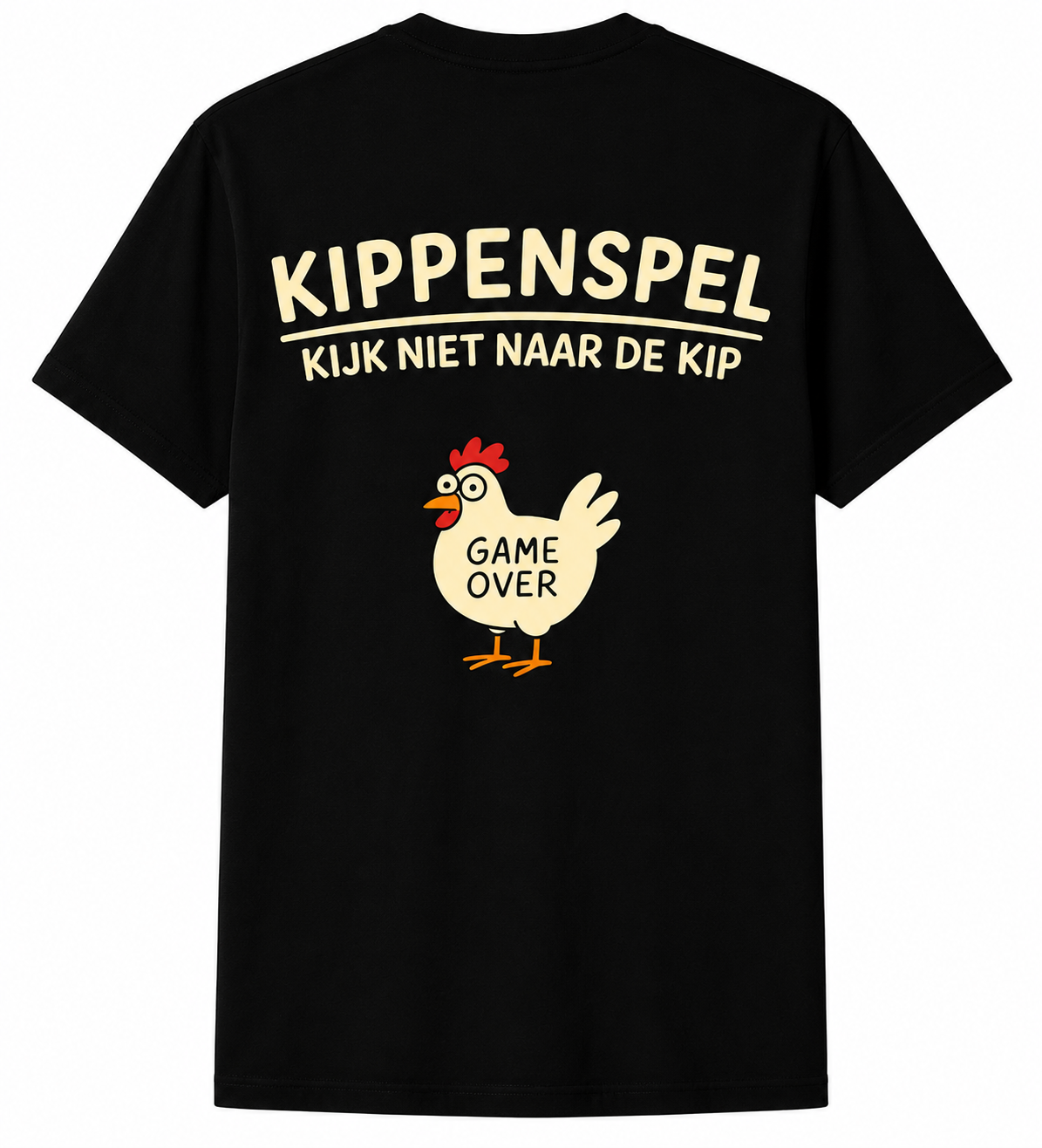 Unisex T-shirt – Kippenspel: Kijk niet naar de kip