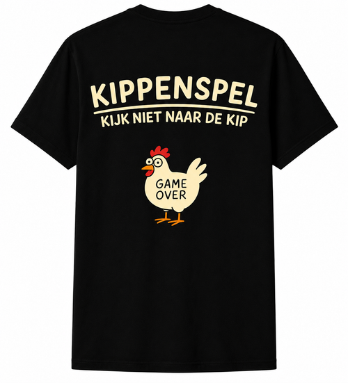 Unisex T-shirt – Kippenspel: Kijk niet naar de kip