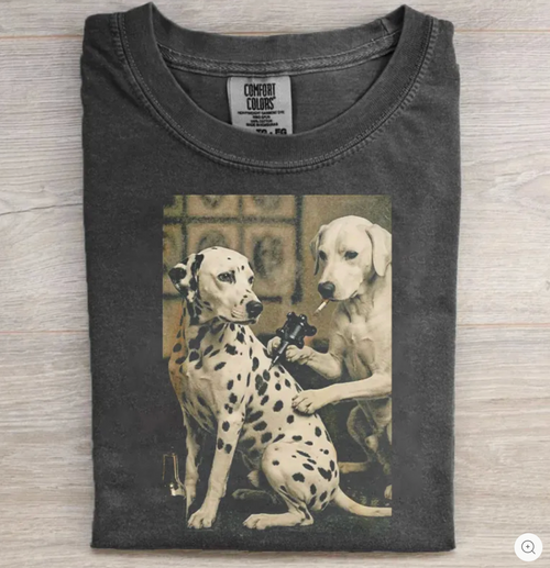 Retro Dalmatian Dog Tattoo Artist T-shirt